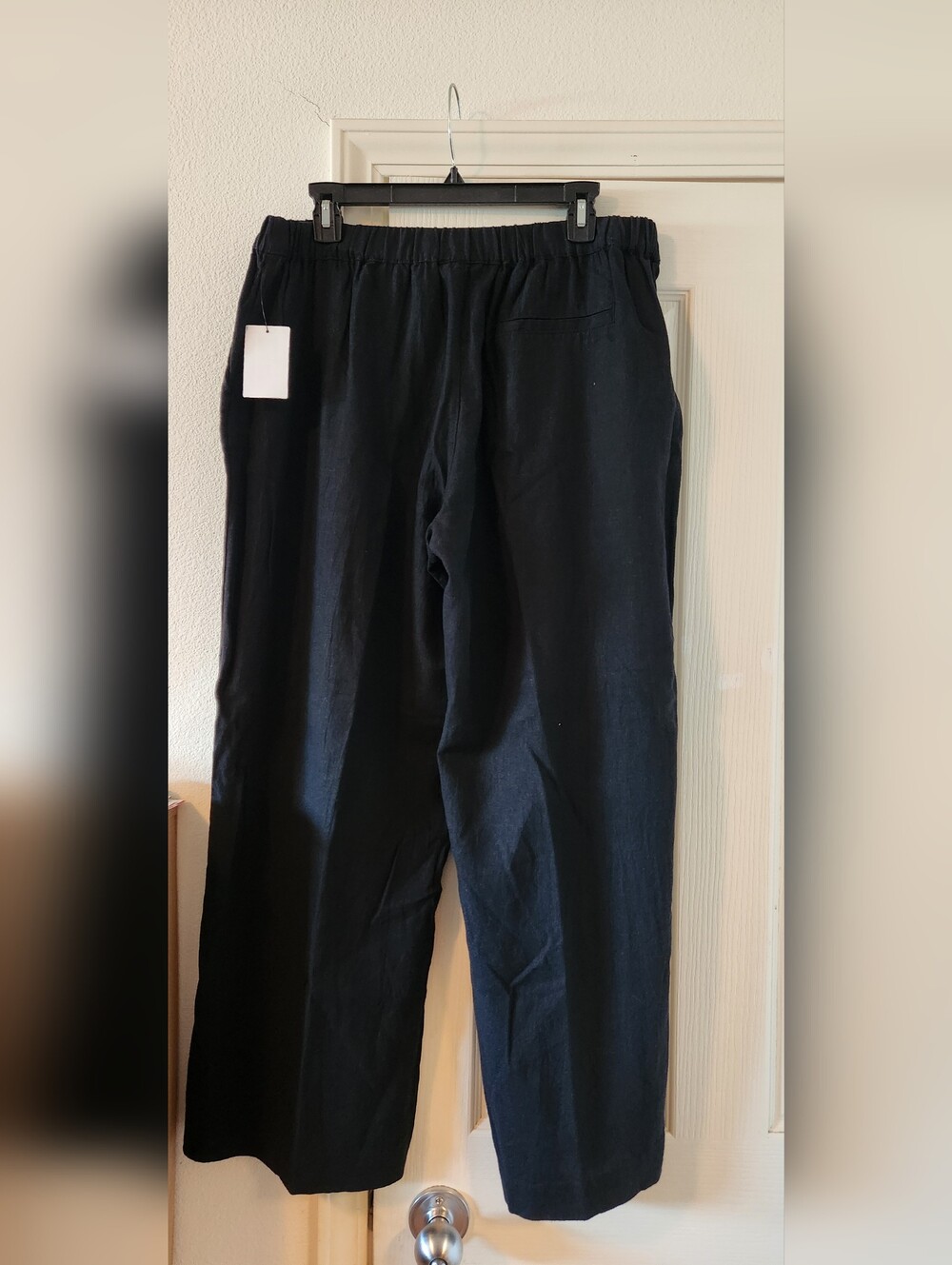 Caslon Nordstrom New Women's Black Linen Wide-Leg Elastic Waist Pants Size LP